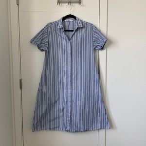 Zara button down short sleeve striped shirtdress